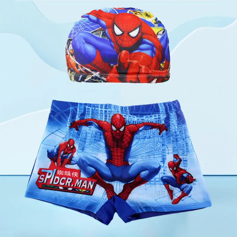 Anime Spiderman Kid Swimwear Pants Cap Set Baby Boy Swimsuit Shorts Cartoon Spiderman Kids Swimming Trunks Glasses Gift