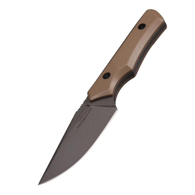 CIVIVI M2 Spare fixed blade knife with Kydex sheath belt clip, tan G10 handle (7.8 cm satin D2)