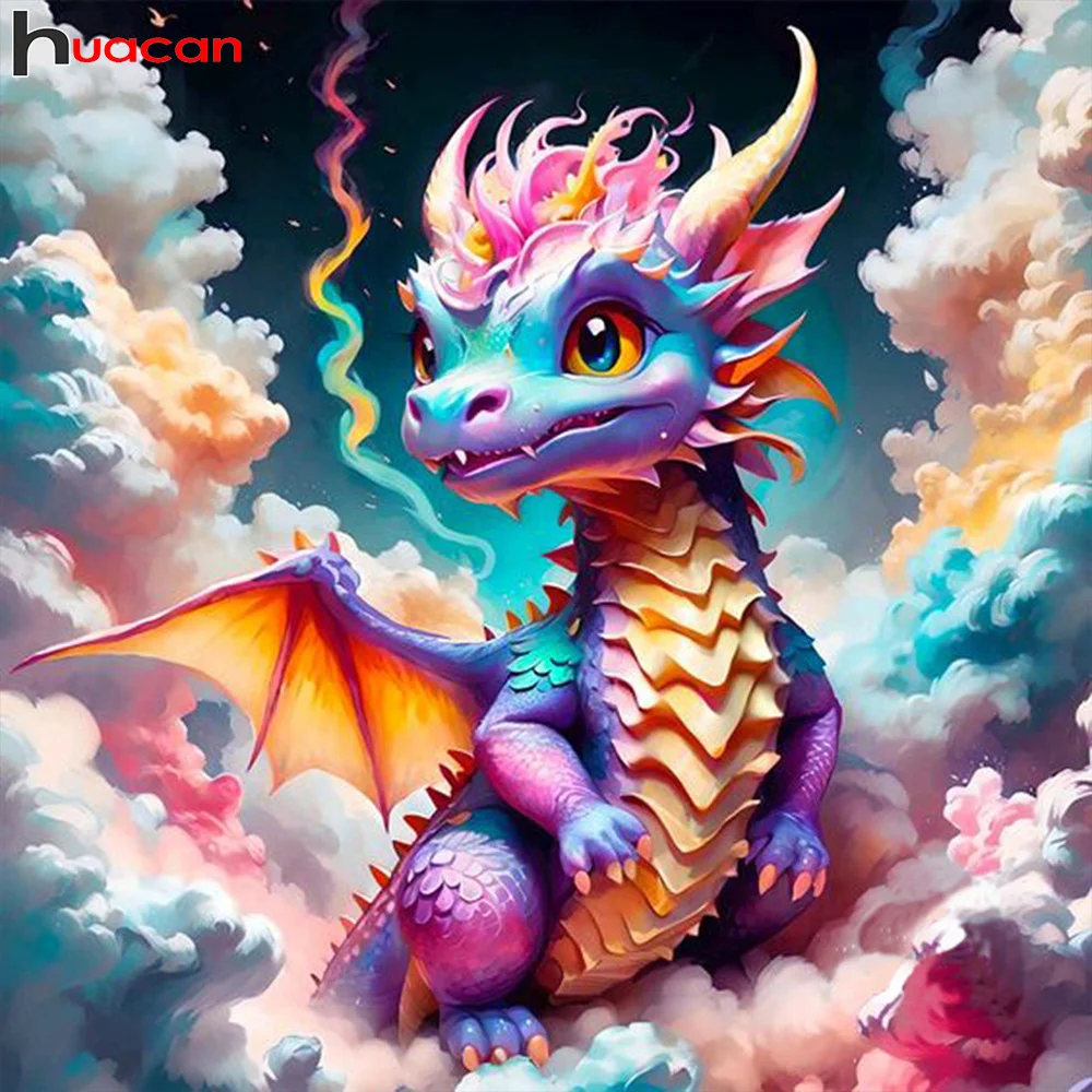 

Huacan Full Diamond Mosaic Animal Diy Diamond Embroidery Dragon Cross Stitch Sets Rhinestone Picture Home Decorative Paintings