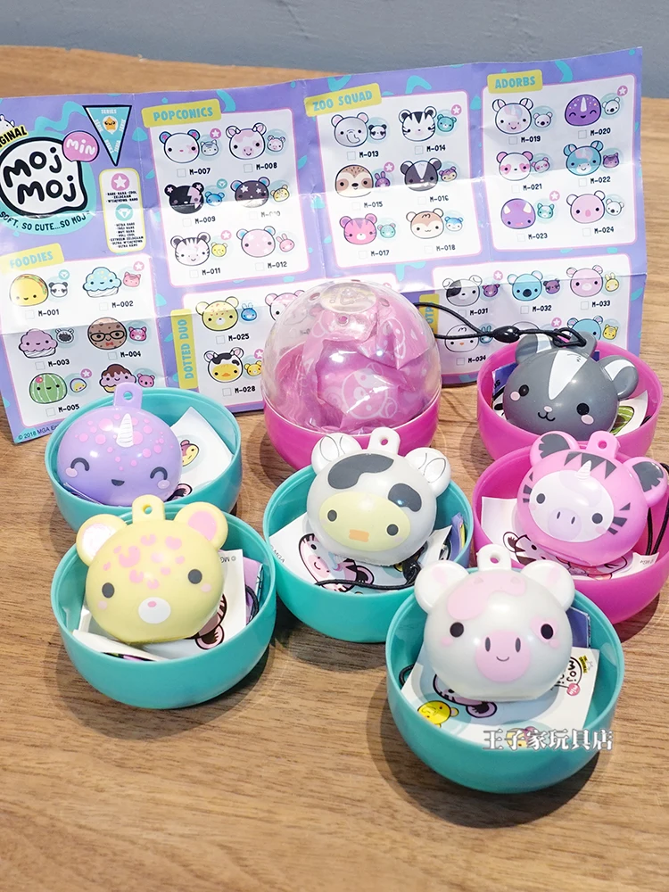 Original Mojmoj Kawaii Animals Squeeze Toys Capsule Soft Bubble Squeezing Pendant Gashapon Collection Stress Relief Toy Gifts