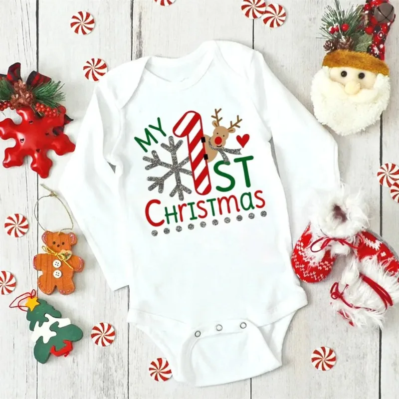 

My 1st Christmas Baby Rompers Toddler Long Sleeve Christmas Bodysuit Xmas Party Outfits Infant Rompers Newborn 1st Xmas Clothes
