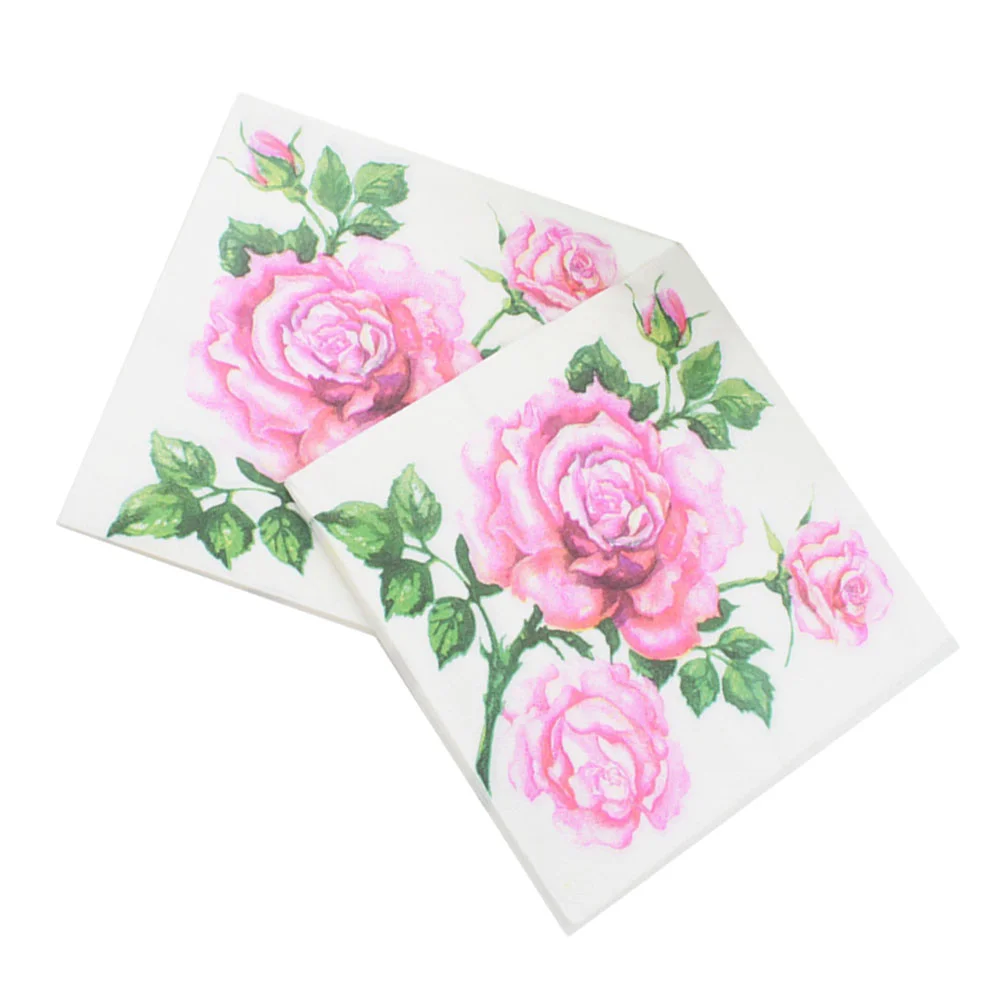 20 Vellen Papieren Servetten Dollar Tissue Decoupage Voor Rozenprint Theekransje Eettafel Decor Wegwerp Bloemen