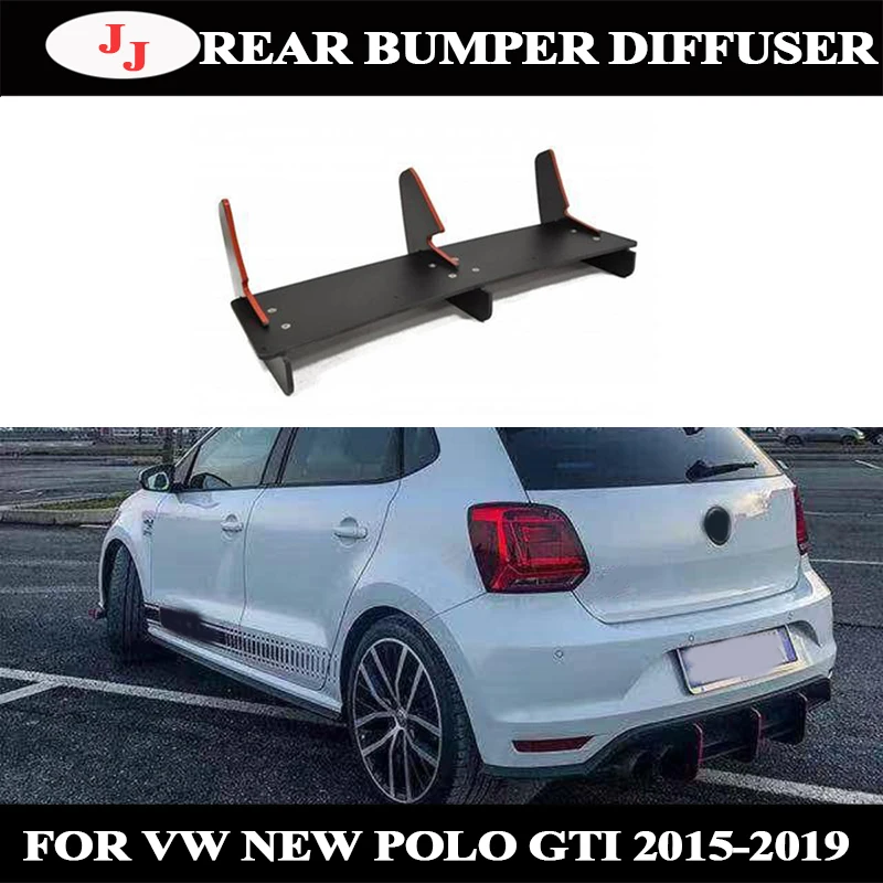 Rear Bumper Diffuser Spoiler For Volkswagen VW Polo MK5 GTI 2015-2019 Two Four Door Car Flag Splitter