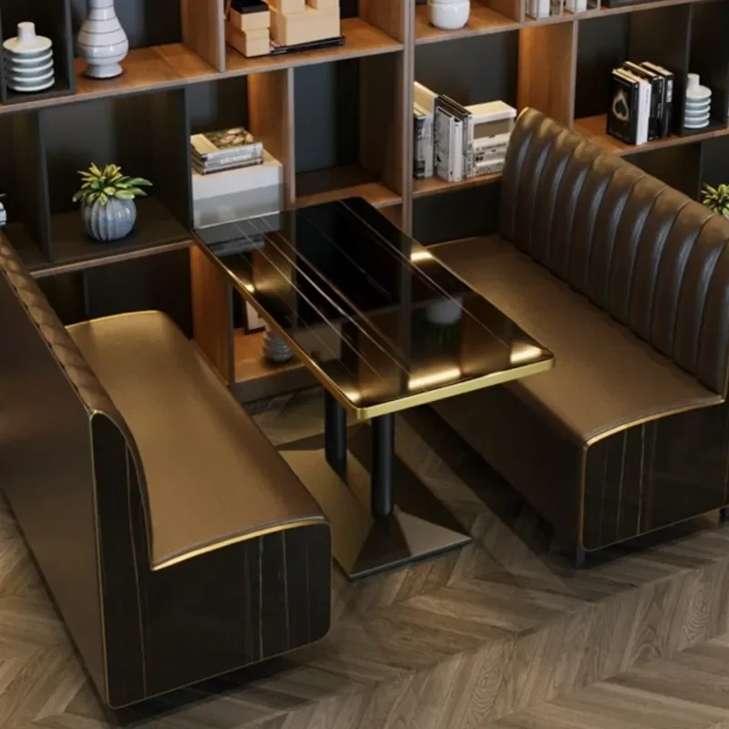 Western Restaurant Milk Tea Shop Large Round Table Clear Bar Cafe Semi Circular Curved Card Seat Sofa Table Chair Combination
