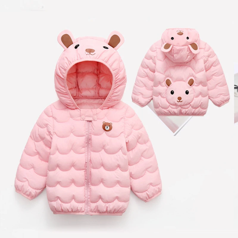 Winter jacket cartoon print hooded insulation for 1-5 y boys girls Korean version new coat thickened fashion children's clothing