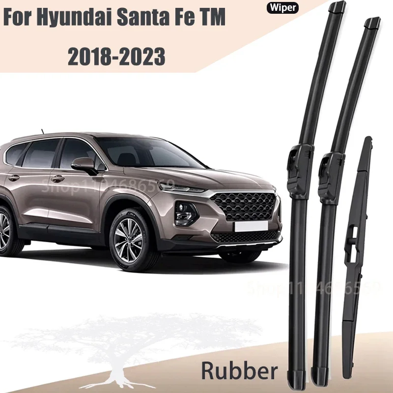 3Pcs Wiper Front & Rear Wiper Blades Set For Hyundai Santa Fe TM 2018-2023 Windshield Windscreen Car Rain Brush 26