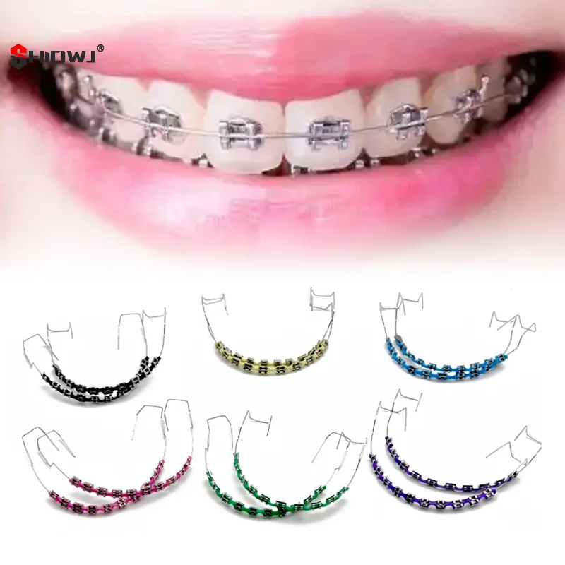 Fake Braces Colorful Brackets For Teeth Temporary Metal Wires Bracket Orthodontic Ligature Ties Dental
