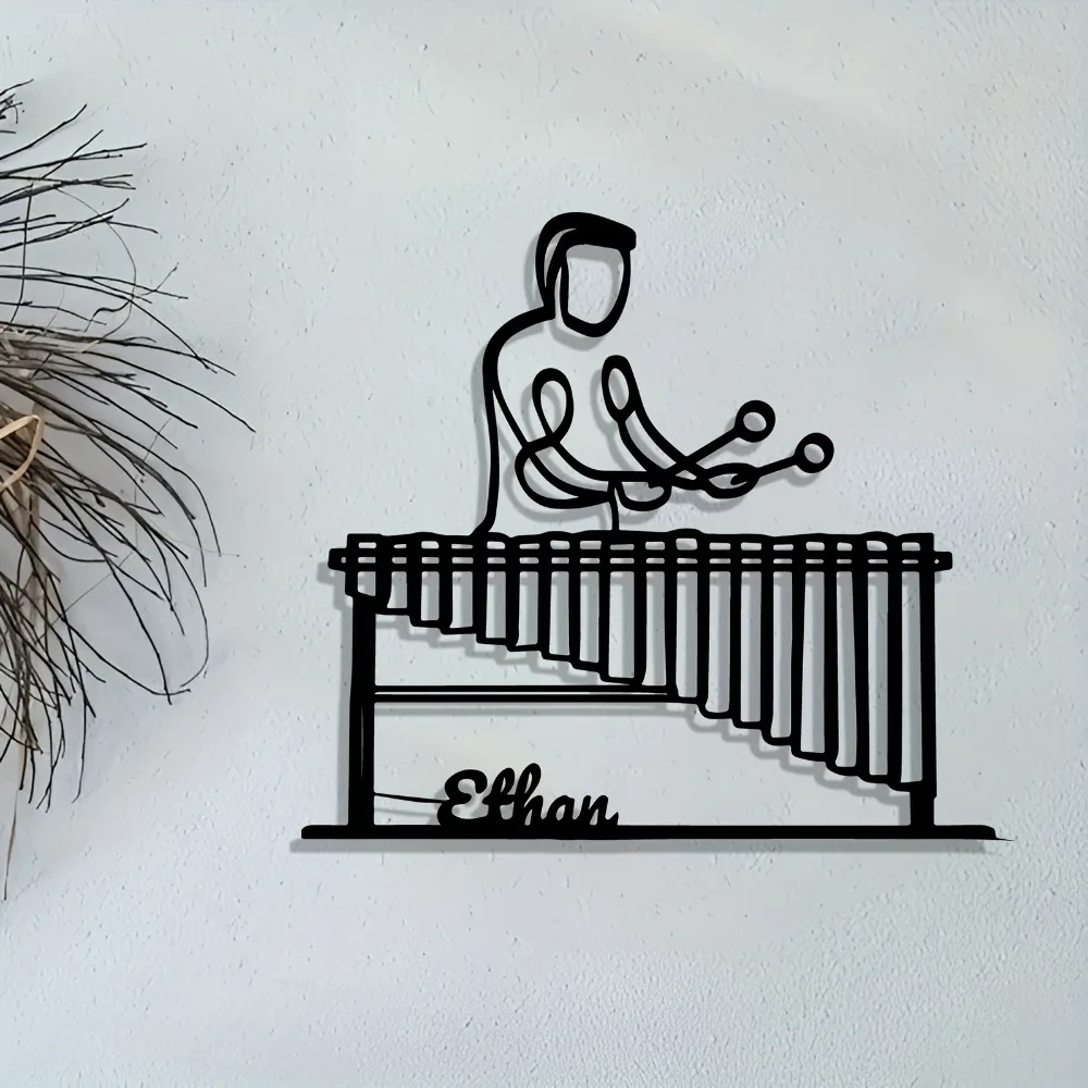CIFBUY Metal Wall Art Marimba Player Sign Iron Craft Sculpture Indoor Outdoor Studio Home Plaque