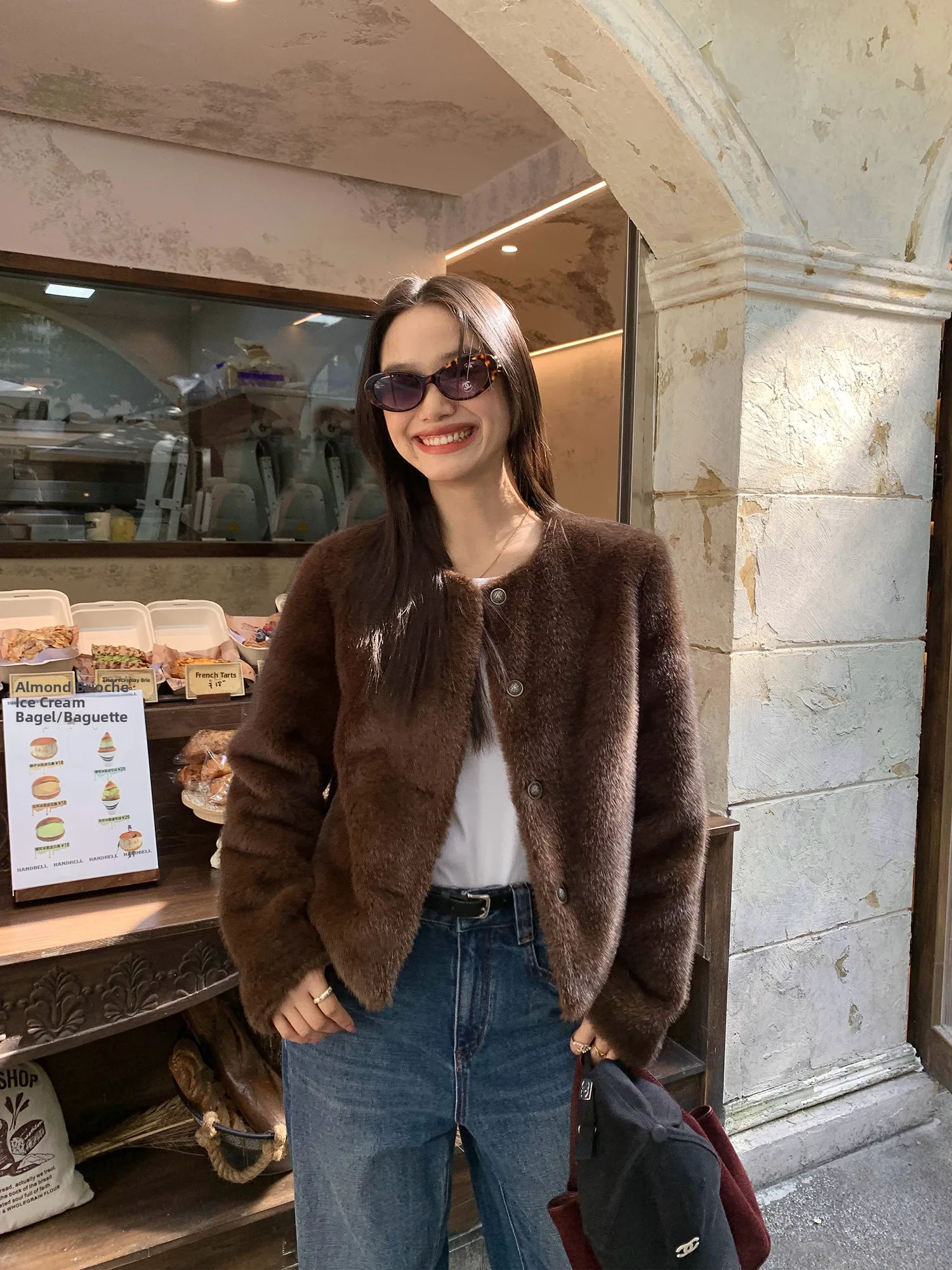 

Pusumede, экологически чистый кардиган из искусственного меха, женская теплая осенне-зимняя верхняя одежда, повседневная круглая одежда Ne Design