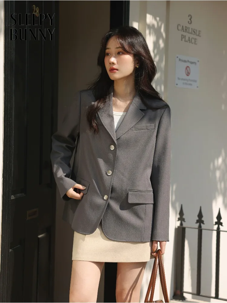 

Элегантный винтажный пиджак, приталенный повседневный пиджак, изысканный пиджак с лацканами и разрезом подол, офисная верхняя одежда, женская весенне-осенняя одежда