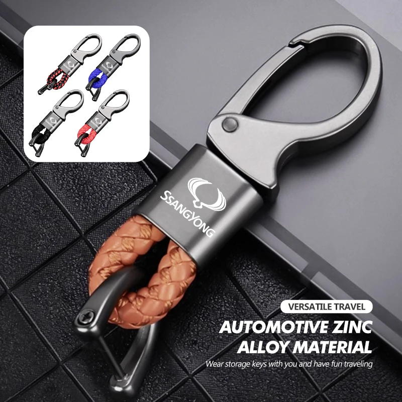 Porte-clés de voiture en alliage de Zinc, boucle anti-perte, clip mousqueton pour SsangYong Actyon Sport Korando Rexton Kyron Rodius Tivoli