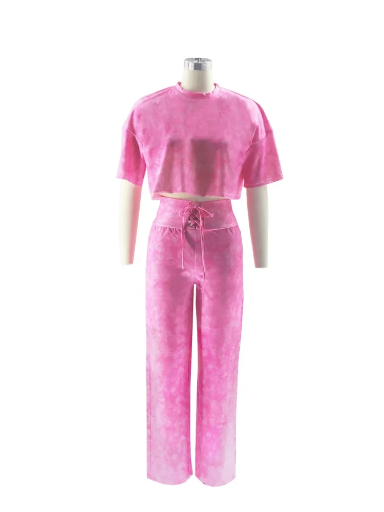 

Костюм Sister Star, элегантный повседневный однотонный повседневный короткий женский топ с круглым вырезом и галстуком, темпераментный комплект из двух предметов