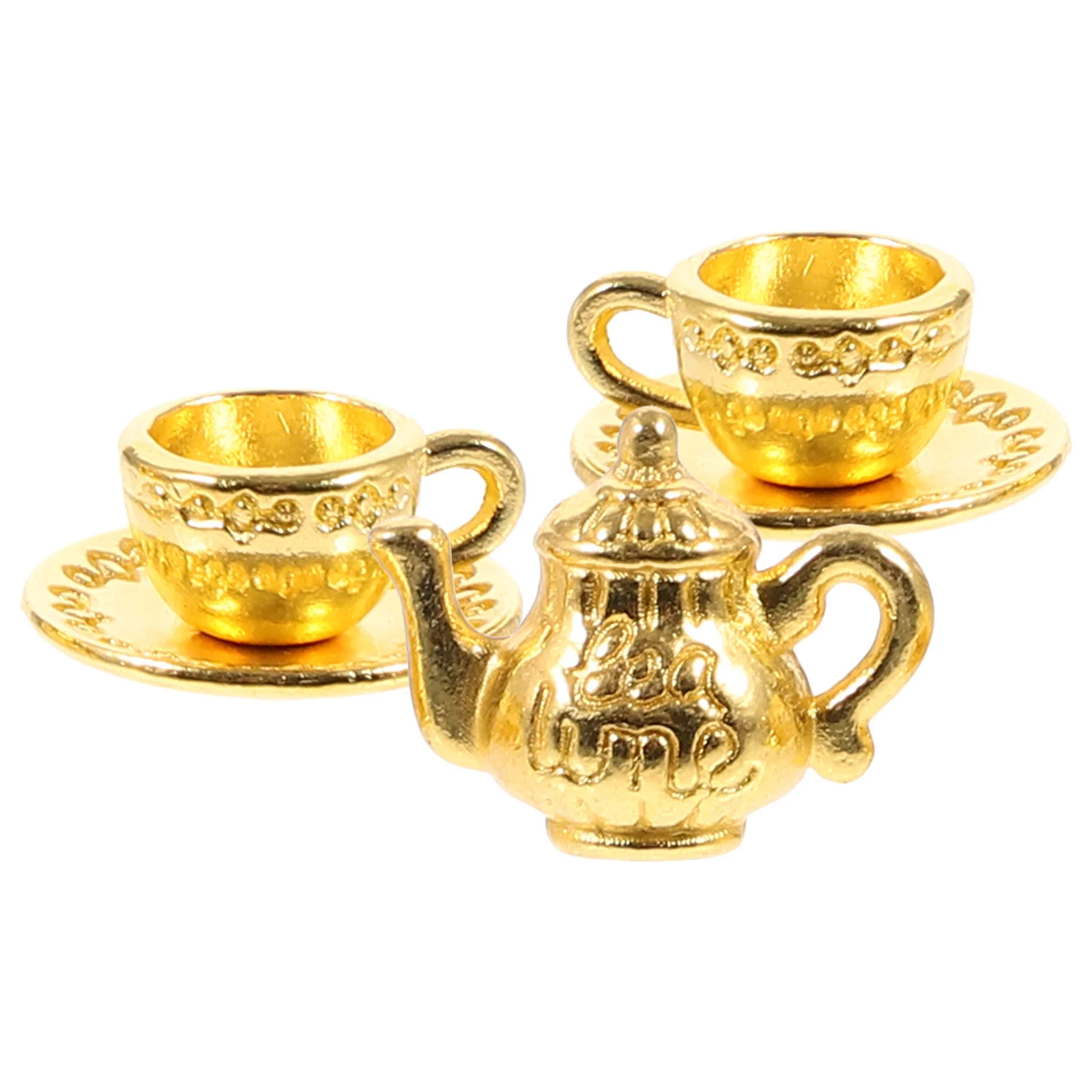 Чайный сервиз, мини-металлическая чашка, детская игрушка, модель, железный кукольный домик, чайник, куклы, миниатюрный чайник
