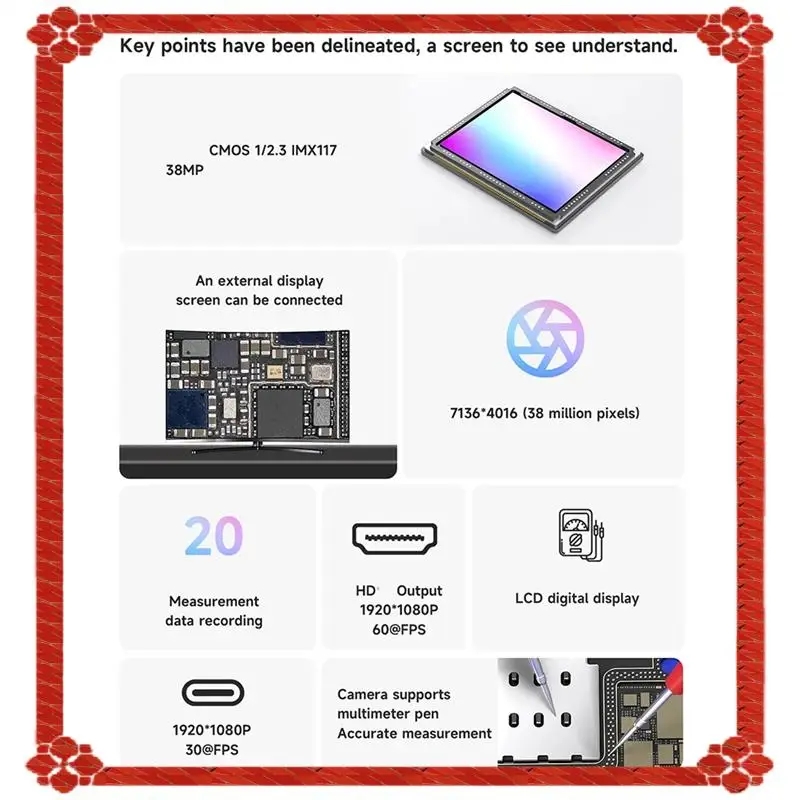 Consegna in 24 ore MECCANICO Tipo-C Interfaccia Uscita USB 4K Azione 2 Microscopio Video Multimetro 1080P 60FPS Per Strumenti di Riparazione PCB S