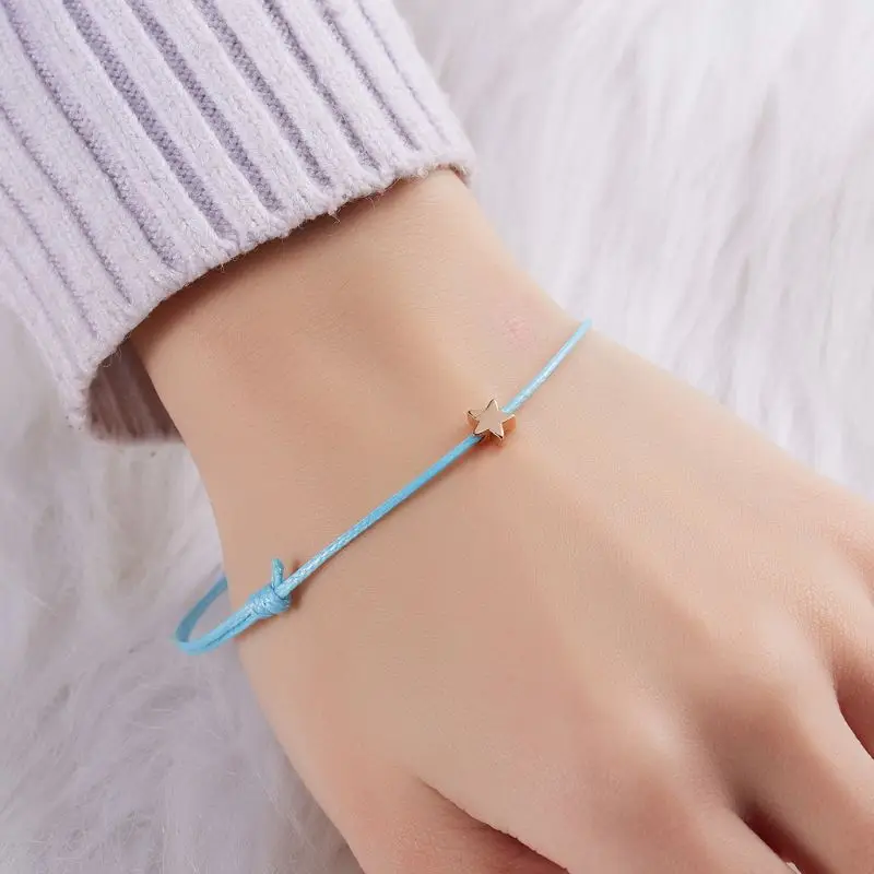 Lucky Braided Bracelet for Wish Card Star Charm Bracelet Adjustable Wax Rope Bracelet Friendship Jewelry Gift for Women image 4