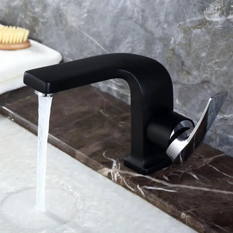BECOLA Modern Bathroom Basin Faucet Black Chrome Brass Vanity Sink Mixer Tap Deck Mounted Hot & Cold Mixer Water Faucet Bagno