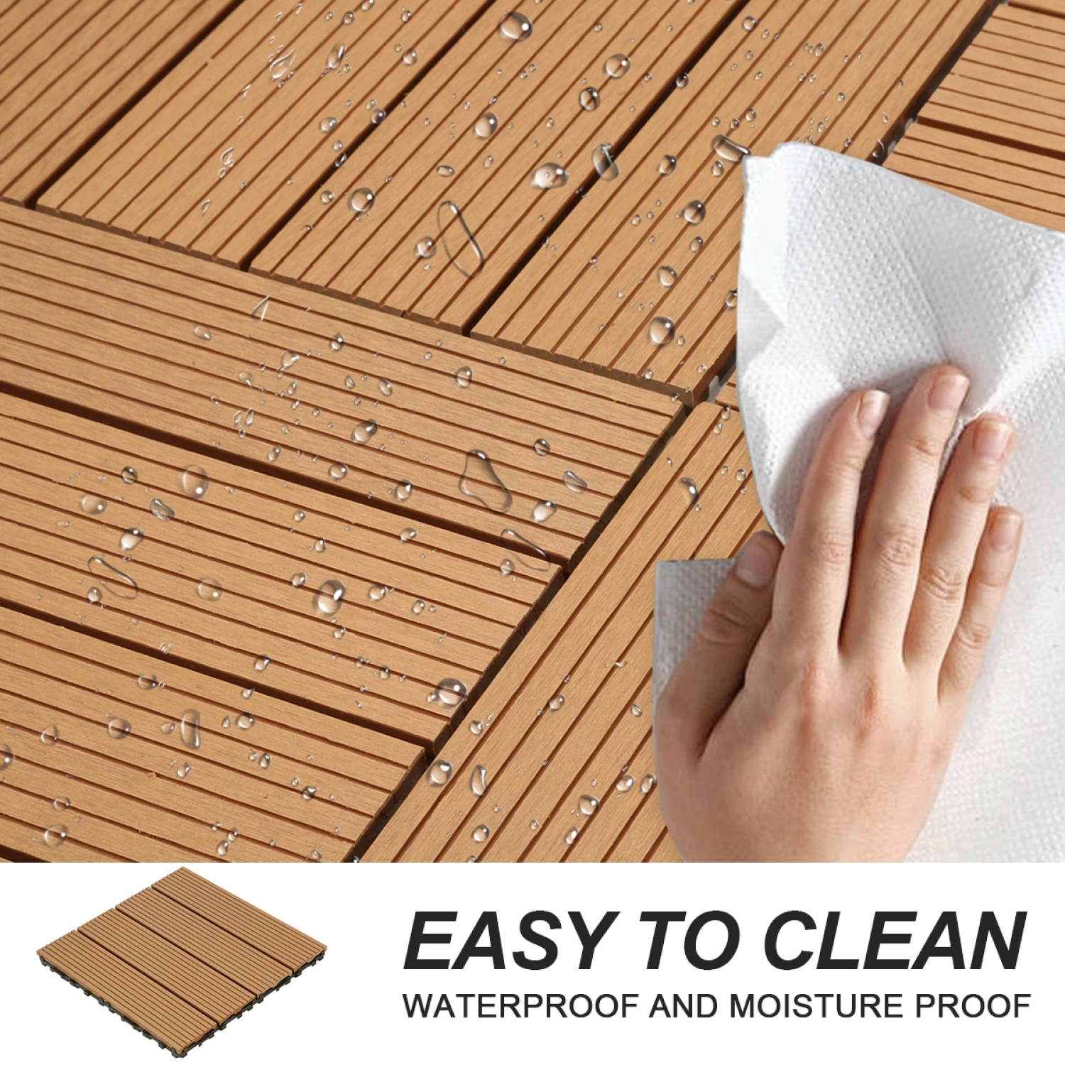 

Wood Plastic Composite Deck Tiles Set of 20pcs, Composite Decking Resist Rust, Water, Weather, Indoor&Outdoor, Easy to DIY & Mai