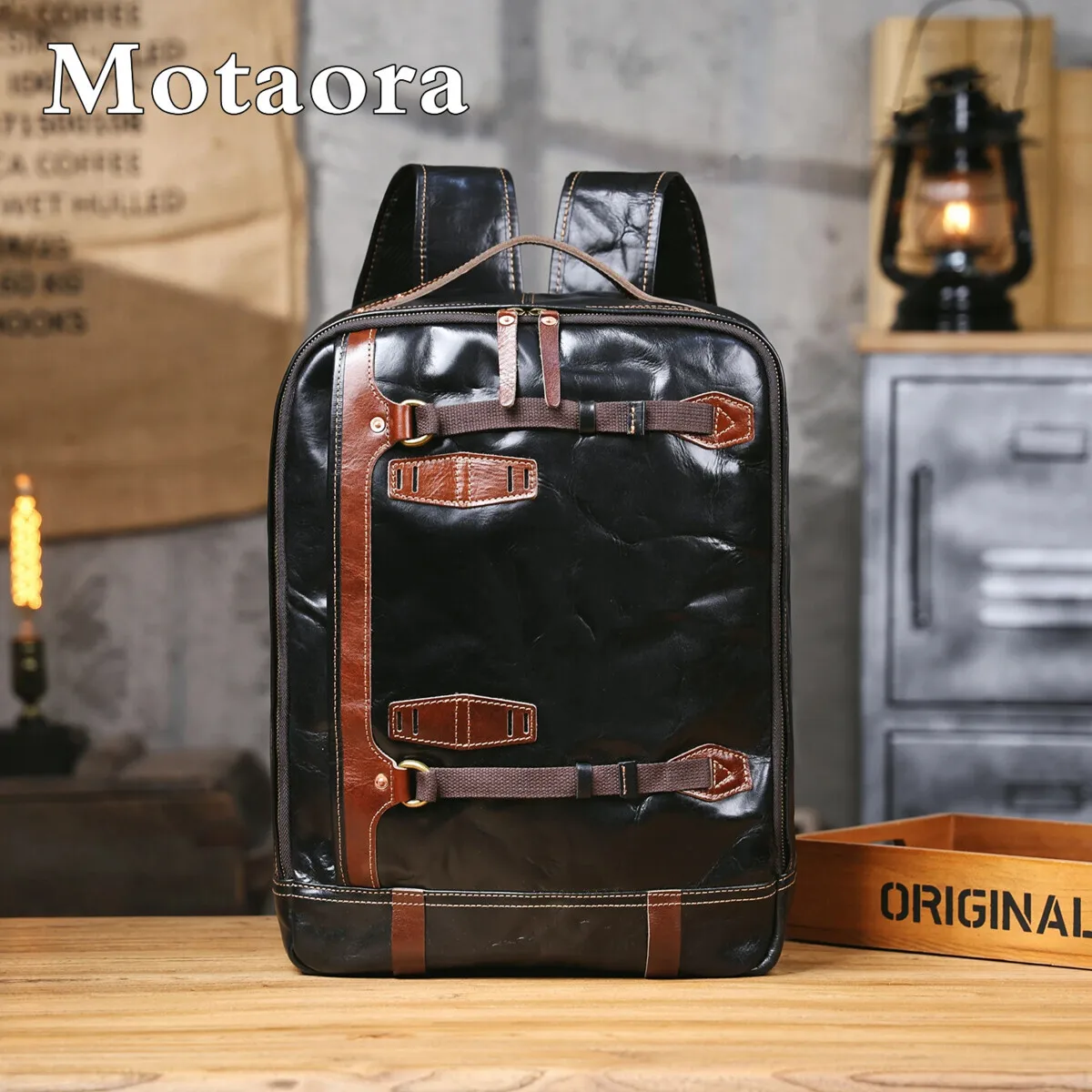

MOTAORA Handmade Vegetable Tanned Leather Backpack for Men - 16 Inch Laptop Bag, Genuine Cowhide Large Capacity Travel Backpack