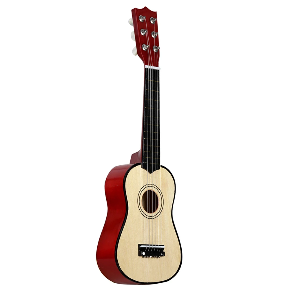 Mini guitarra de madera para niños, ukelele de 6 cuerdas, instrumentos musicales, juguete para regalo educativo para amantes de la música, accesorios para tocar