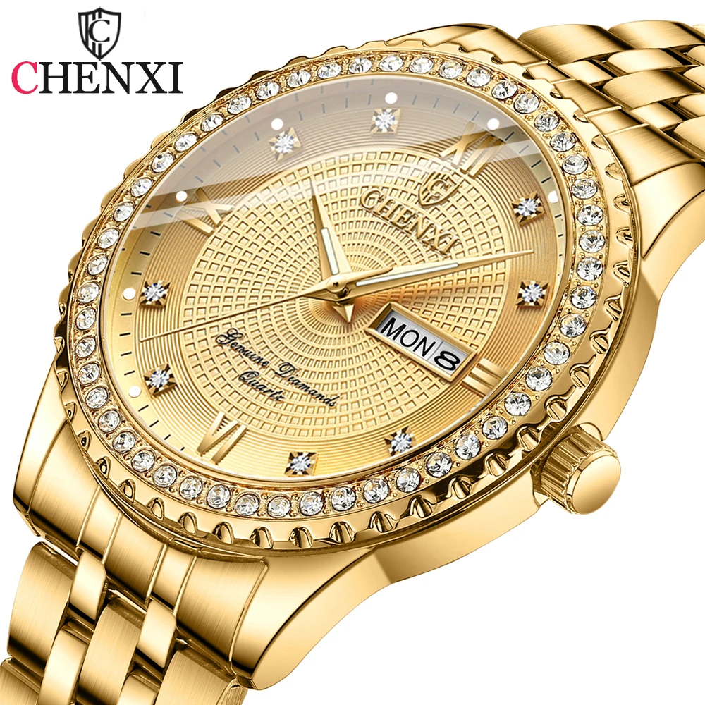 CHENXI Luxury Original Watch for Men Women Quartz Golden Full Steel Top Brand Men\'s Wrist Watch Waterproof Clock Watches