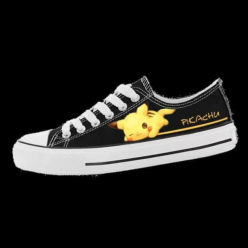 r‌eal pictures 2025 new autumn pikachu cat and mouse cartoon plus big size black man board shoes women girls canvas Casual Shoes