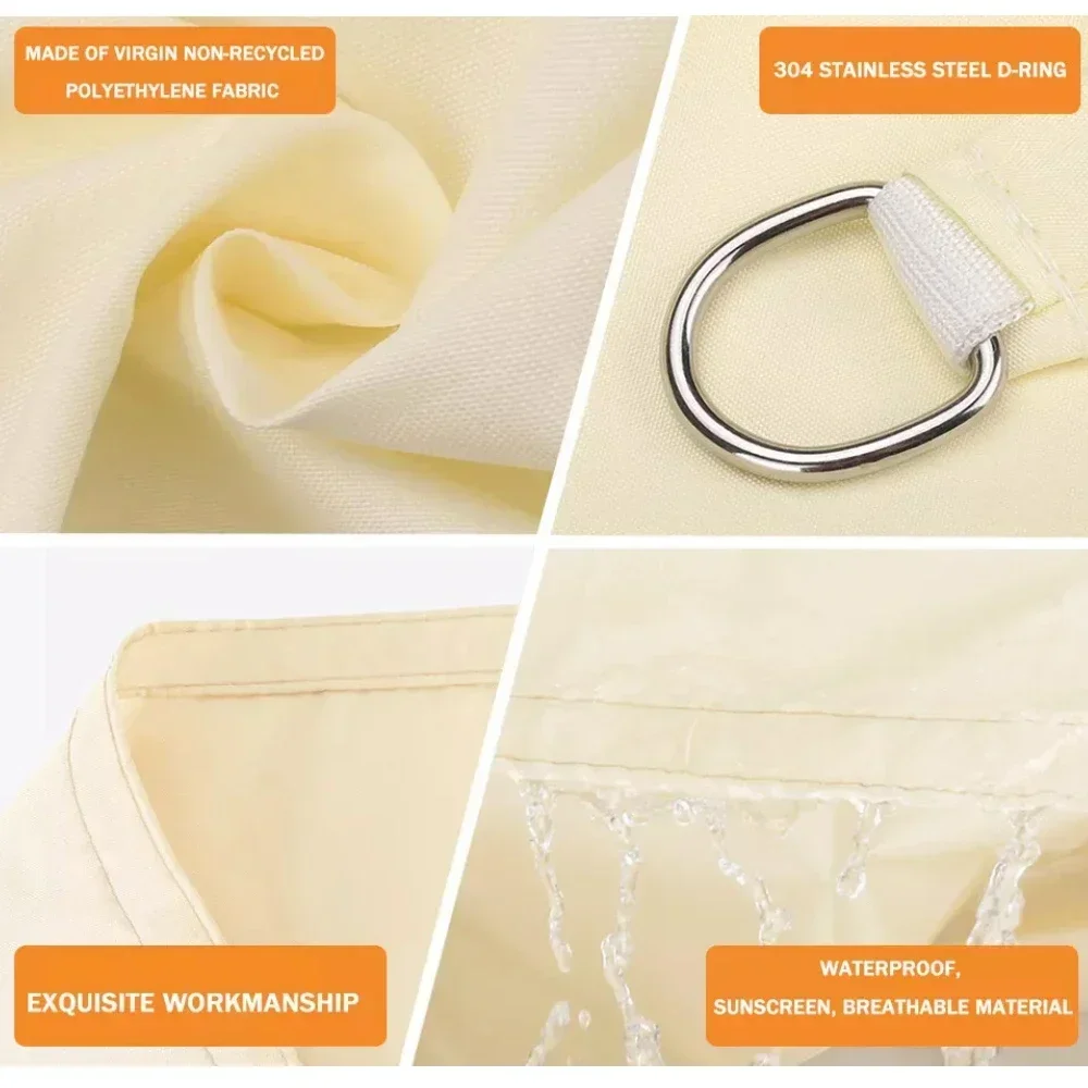 Waterproof Shade Sail Square Rectangle Garden Canopy Block Pool Shade Cloth Shelter Camping Hiking Tents