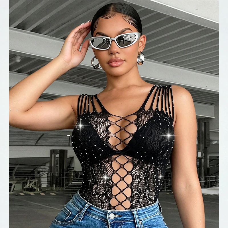Sheer Mesh Fishnet Beach Cover Up, Sexy Hollow Out Bodycon Dress for Summer Music Festival
