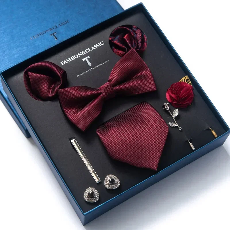 

high-end wedding office business celebration festival Men's tie tie square 8 piece gift box set boyfriend tie gift