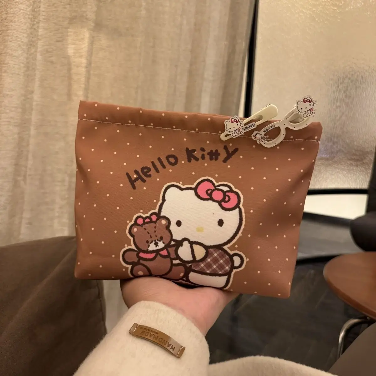 Hello Kitty make-uptas MINISO handtas draagbare grote capaciteit canvas afdrukken make-up opbergtas