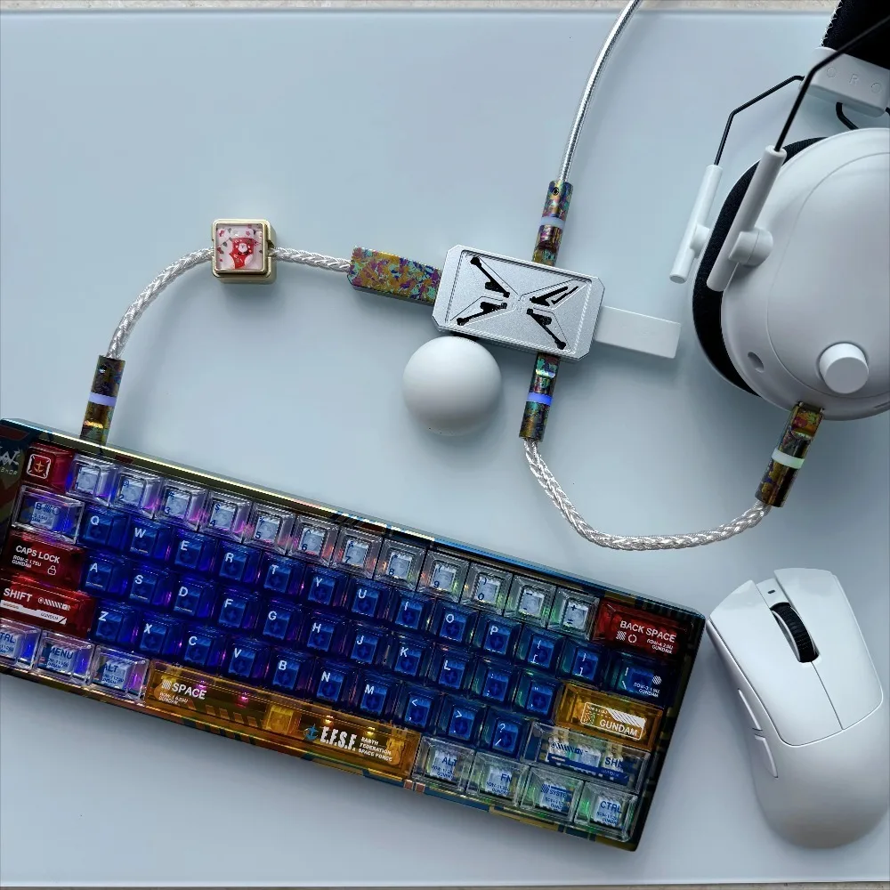 Titanium Alloy Aviation Plug Cable Custom Single Crystal Copper Optical Fiber for HUB Data Cable Esports Keyboard Accessories