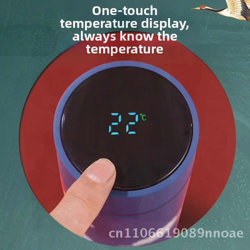 

Smart Display Thermos Cup 304 Stainless Steel High Insulation Water Bottle National Trend Design New Year Gift for Men Women