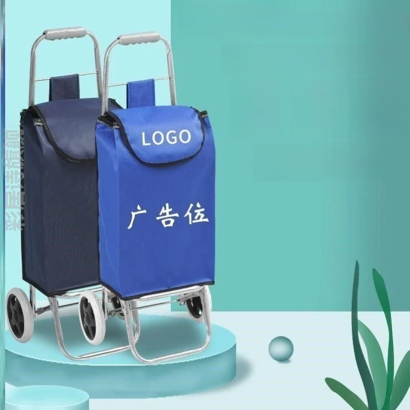 耐久性のあるオックスフォード布製ポータブルショッピングカート小型牽引車家庭用野菜購入カート頑丈で便利なマーケットバスケット
