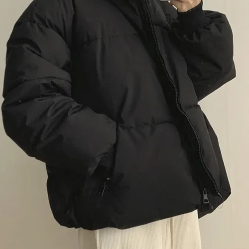 PetiteBlackCroppedCotton-PaddedLoose-FitWarmPuffer JacketDesignSensibilityCotton Coat WomenAutumn/Winter2023 새로운 스타일 