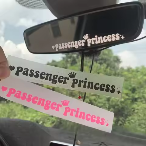 14x2CM Passenger Princess Car Stickers Funny Creative Stickers for Car Rearview Mirrors Vinyl Decoration Funny Car Decor