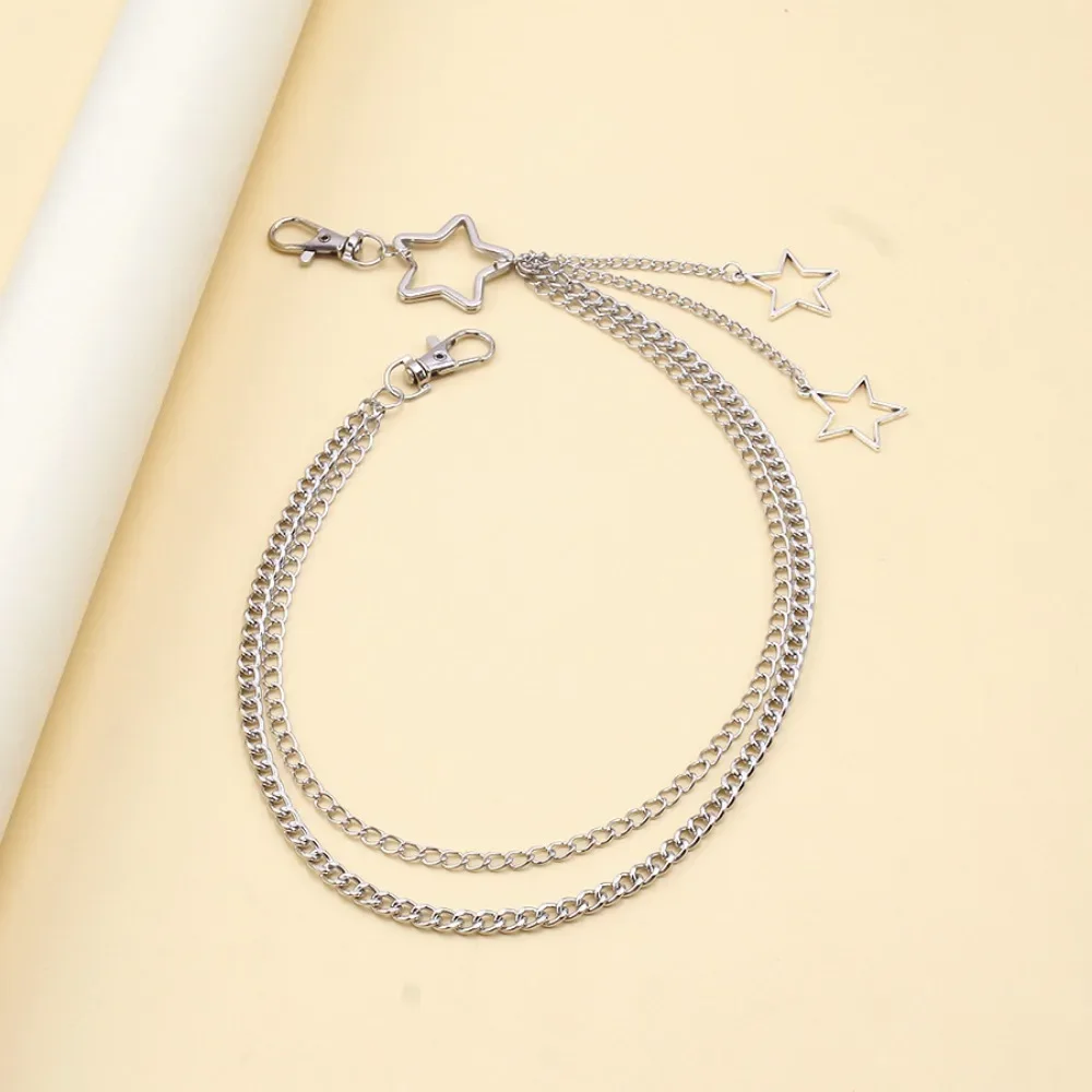 Charm Silver Color Stainless Steel Hollow Star Pendant Trousers Chain for Women Men Personality Hip Hop Body Waist Chain Jewelry view 3