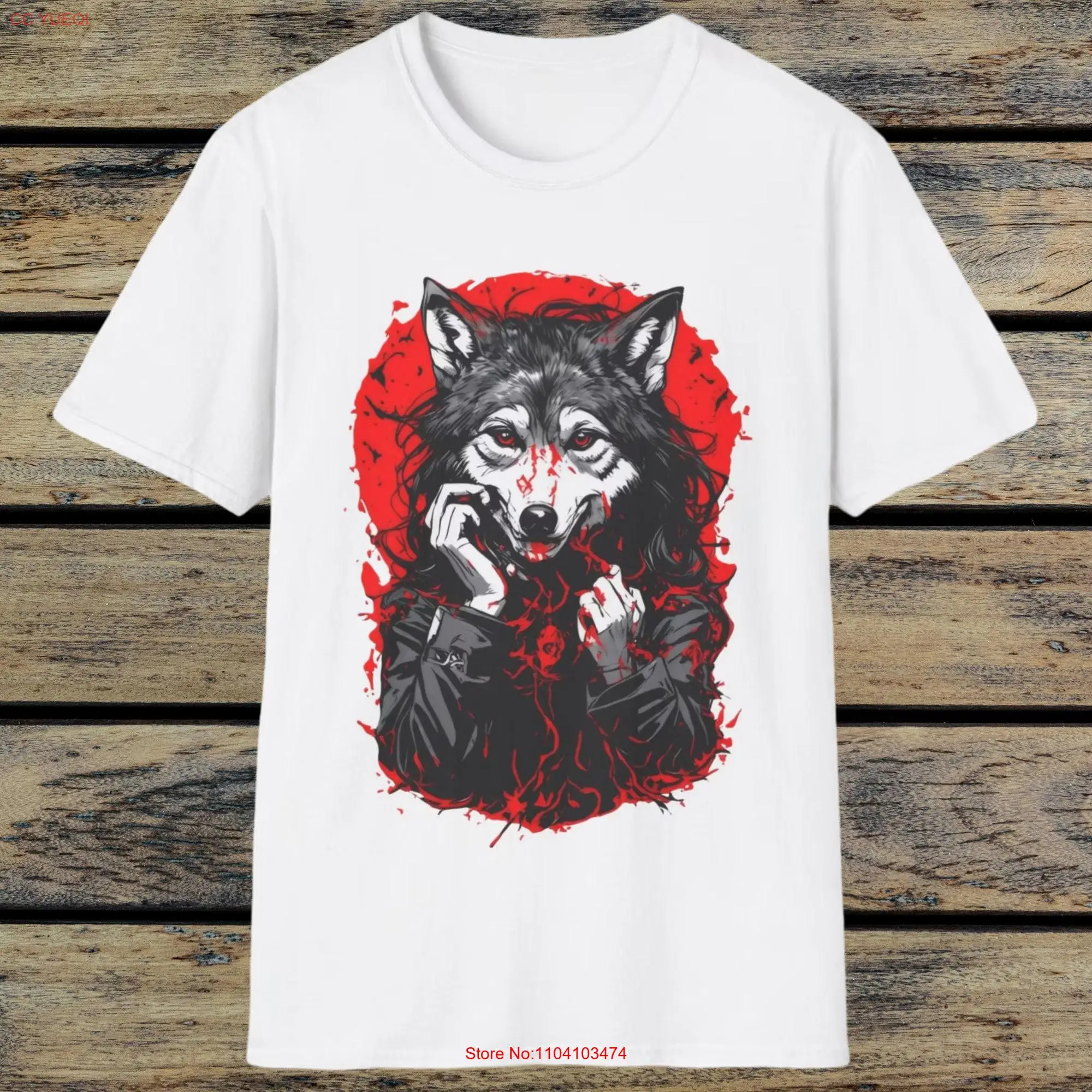 Human Wolf T Shirt Art Design Wildlife Unique Fan Apparel long or short sleeves