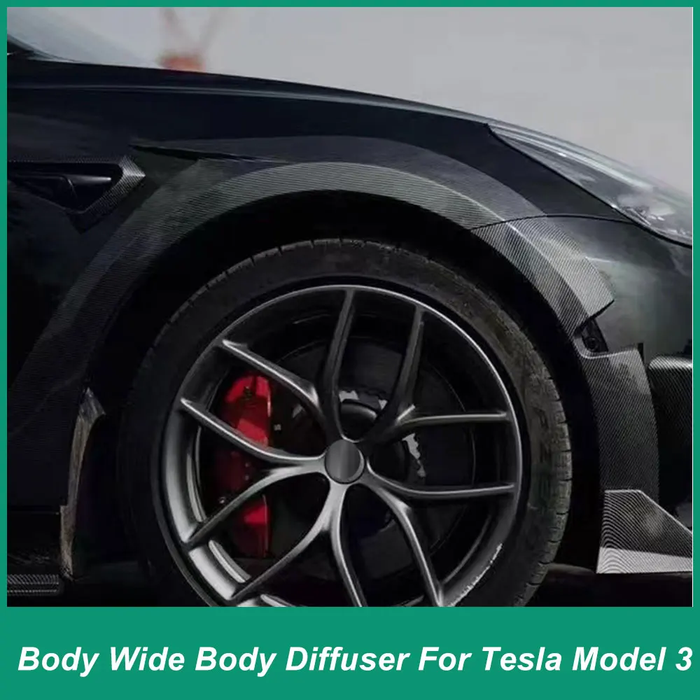 For Tesla Model3 2019-2023 Wide Body Kit ABS Protector Trim Spoiler Cover Accessories Wing Arched Wheel Arch Fender Cover Black