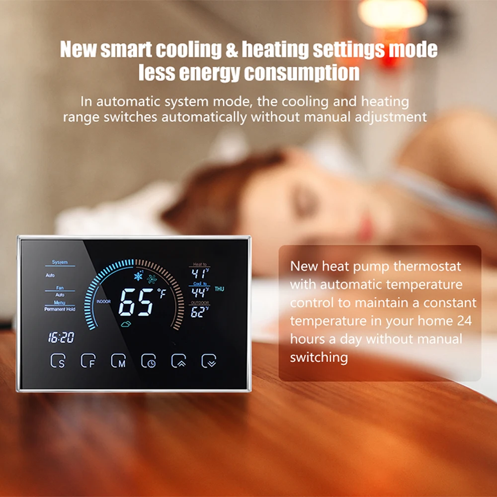 Qiumi Smart Wifi Thermostats Compatible with Alexa Google Home Suitable for Air and Ground Energy Heat Pumps