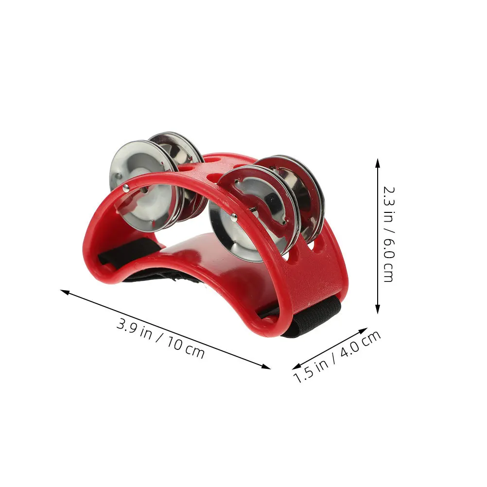 2 szt. Tamburynów na stopy, dwurzędowe, czerwone instrumenty perkusyjne do występów zespołów, występów muzycznych, dla dorosłych i dzieci, instrument muzyczny.