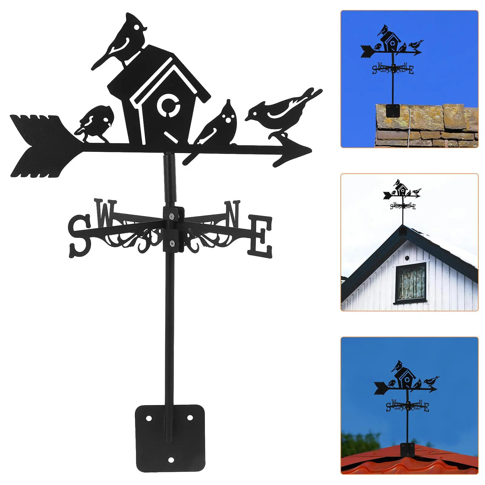 1Pc Iron Birdhouse Direction Indicator Decorative Weathervane For Yard Roof Outdoor Metal nament Farmhouse Weather