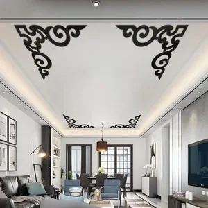 3D مرآة الاكريليك حافة شريط ملصقات ، هندسة الذهب ، غرفة نوم حديثة ، ديكور الحمام ، لوازم ديكور الجدار الخط ، 4 قطع أفضل 8 إطار ملصق مرآة للمبيعات - رقم 5