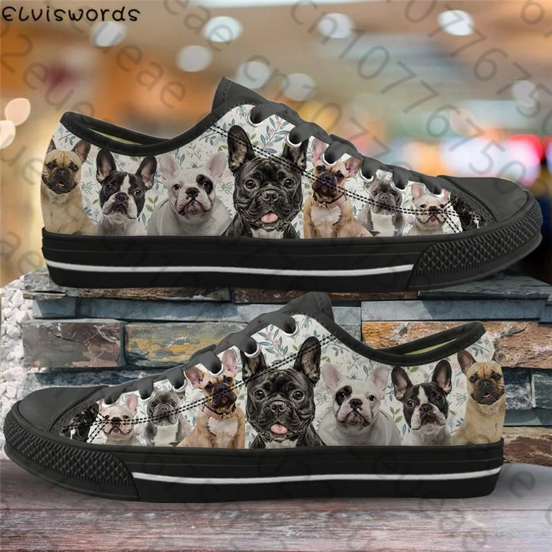 Funny French Bulldog 3D Printed Vulcanized Shoes Comfortable Canvas Women Flats Sneakers Youth Girls Travel Shoes