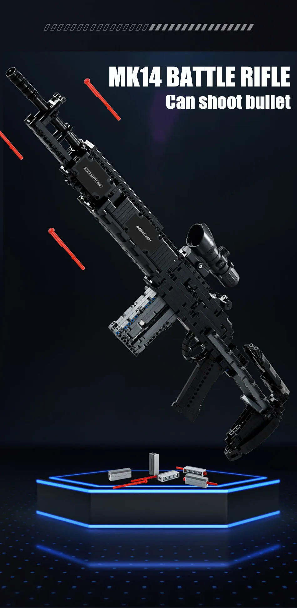 Militär-Gewehr MK14 Kampfgefeuerwaffe Armee M24 Scharfschützengewehr Modellbausatz Bausteine Spielzeug für Kinder Jungen Geschenke – Detail 1