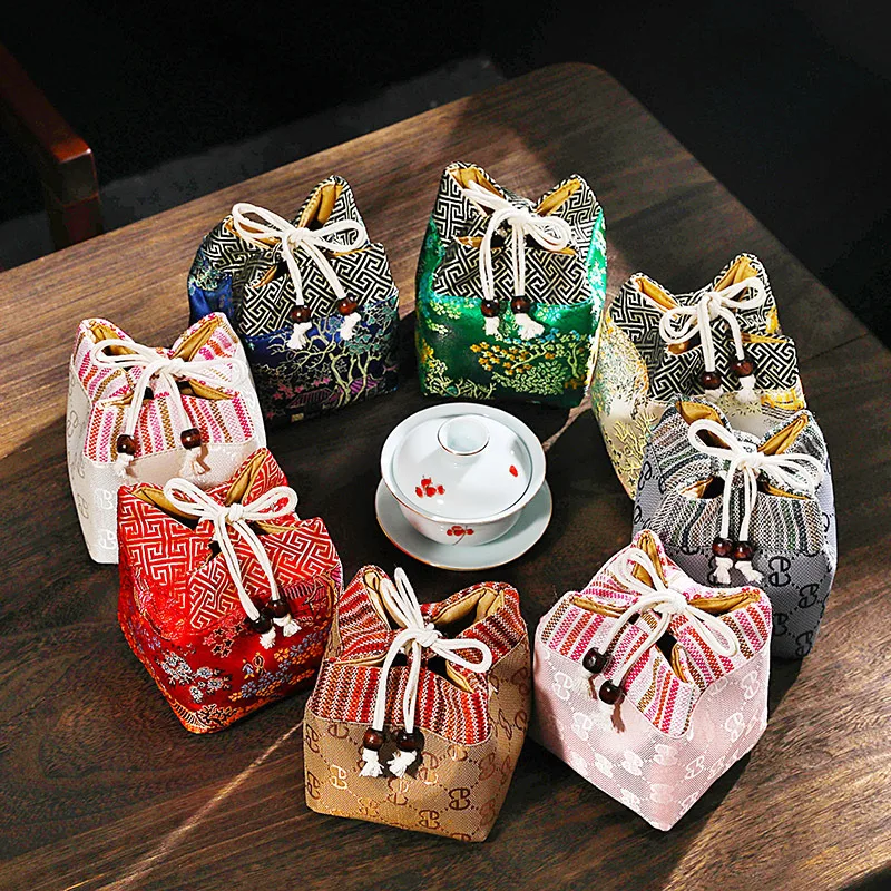 Portable Travel Teaware Storage Bag Simple One Pot Two Cups Drawstring Bags Mini Tea Pet Ornament Jewellery Collection Pouch