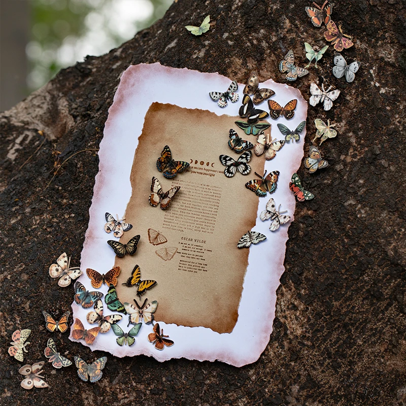 Butterfly Series Vintage Landscape Sticker Creative DIY Journal Material Collage Scrapbooking Stationery