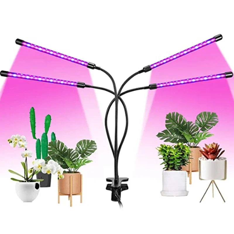 4 Head Dimmable Clip LED Grow Light Lamp Plants Grow Tube with Tripod Stand for Indoor Plants