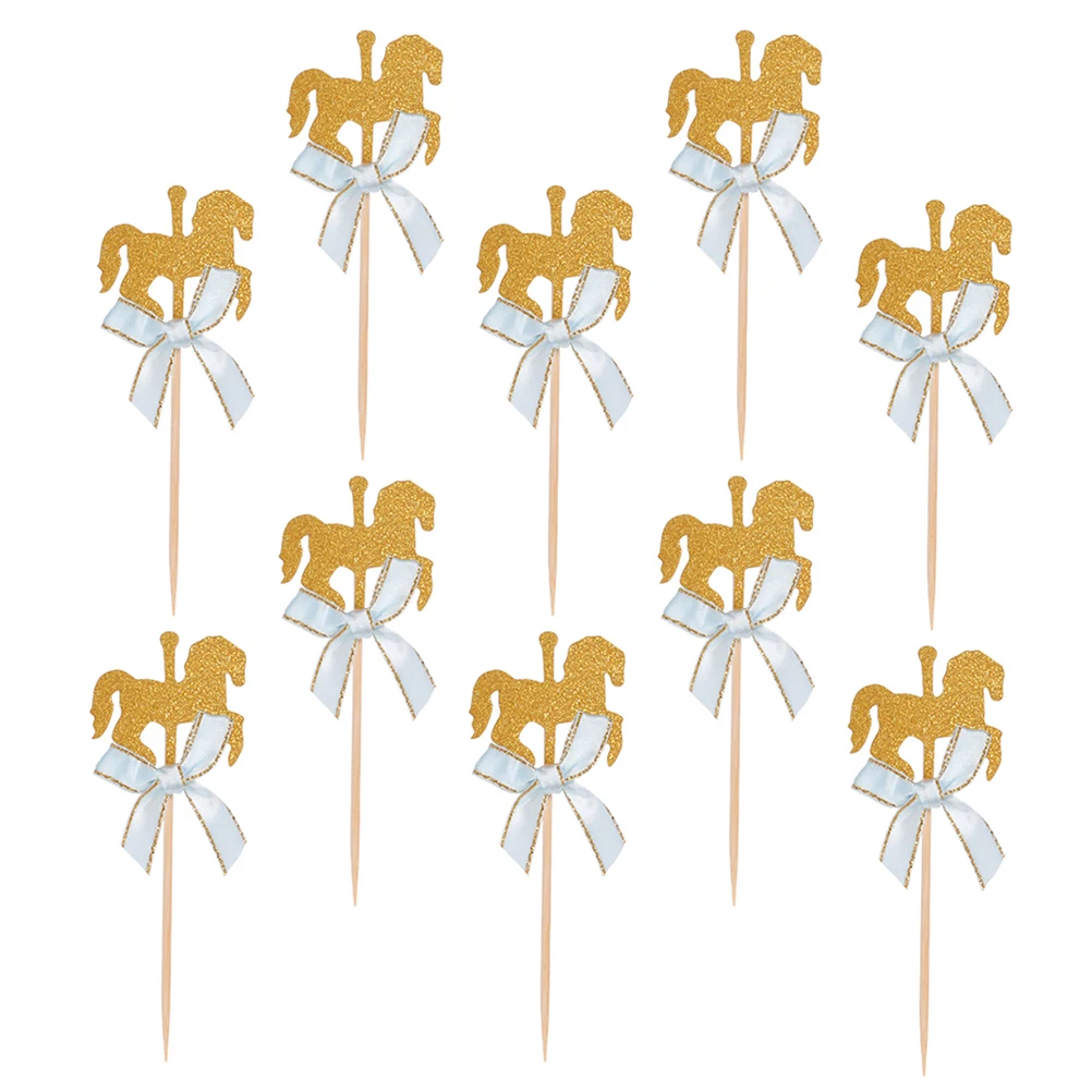 

40 Pcs Carousel Horse Topper Cake Decor Fruit Insert Wedding Party Props Baking Decoration Long Life Quality Material