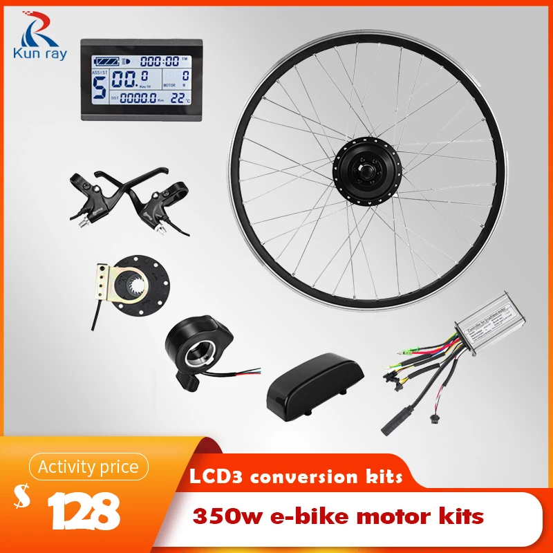 E-bike Conversion Kits Hub Motor Wheel Front 36V 48V 350W Electric Bike Rear Motor Brushless Controller with Display KT LCD3