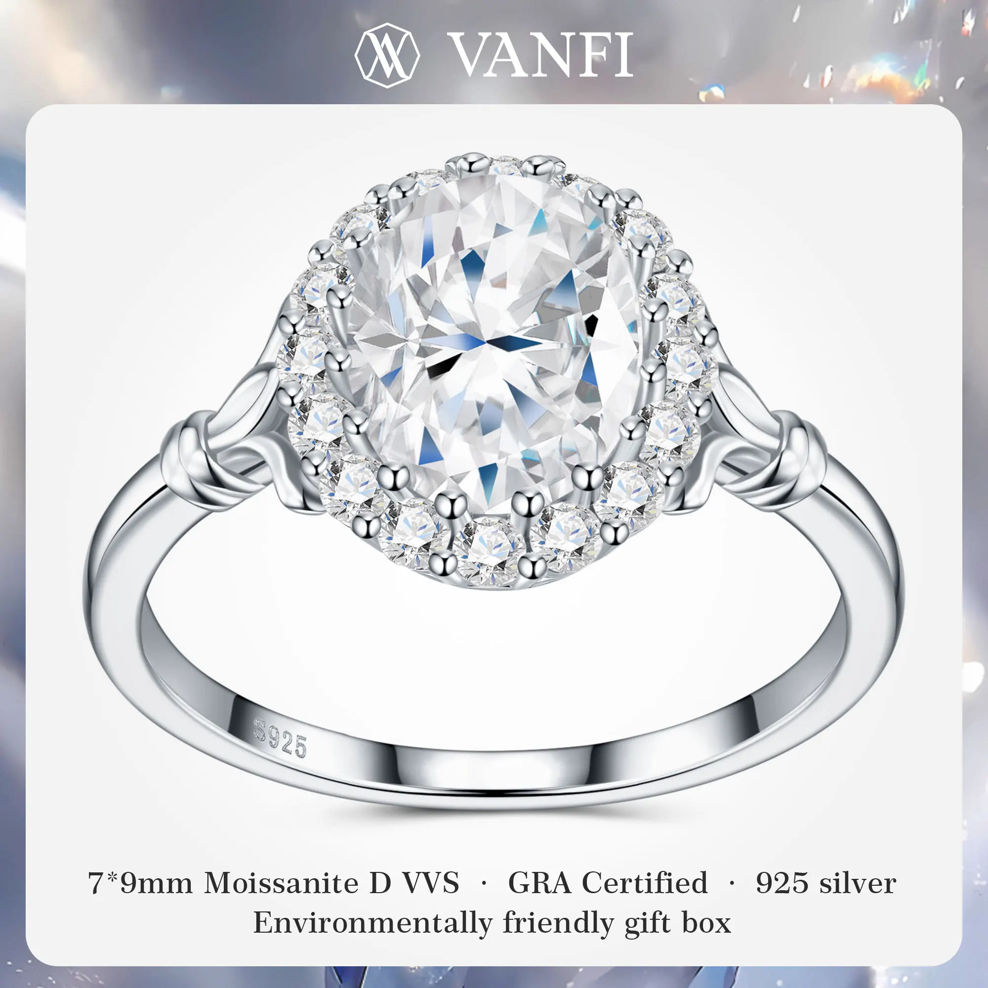 KFVANFI GRA Certified 7x9mm Navette Shape Moissanite Ring 925 Sterling Silver White Gold Plated Luxury Band for Women Jewelry