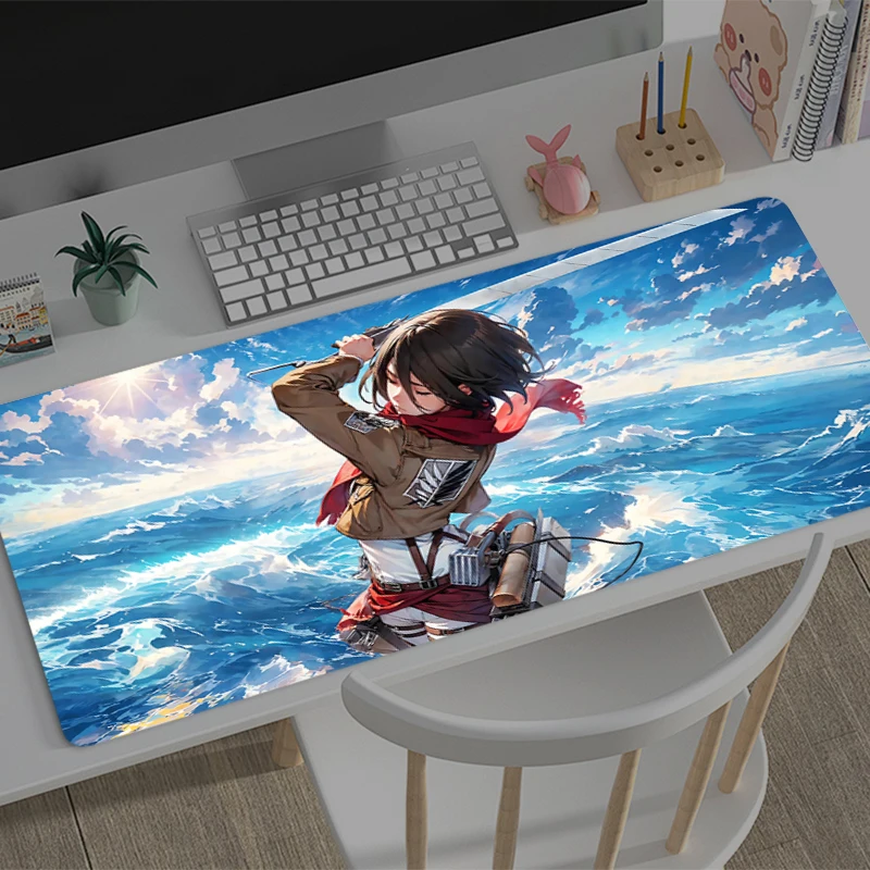 Mouse Pad Large A-attack on Titan Mikasa Computer Office Game Rubber Anti-slip Gaming Keyboard coaster Long Desk Pads Mousepad